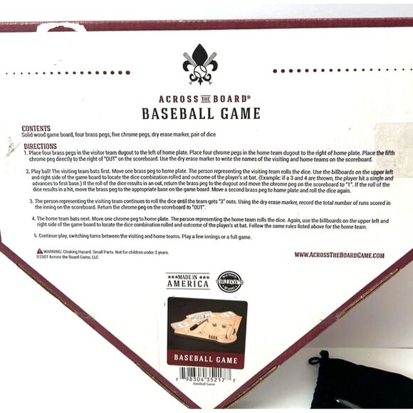 Across The Board Baseball Game Handcrafted Wood Heirloom Entertainment USA - Picture 3 of 3